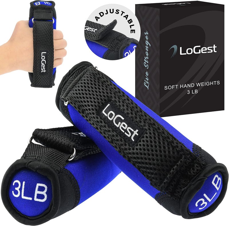 Logest Soft Hand Weights Adjustable Straps - Comes in 1LB Weights or 2LB or 3LB 4LB - Comfortable & Secure Weighted Neoprene Dumbbells with Straps for Walking Running Cardio Workout Physical Therapy - Image 1